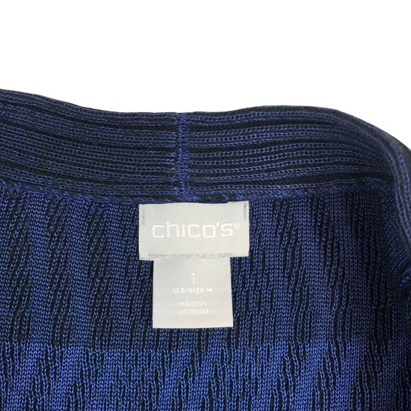 Chico's Multicolor Ombre Ribbed Wave Knit Open Front Cardigan Sweater Size M - Picture 10 of 14